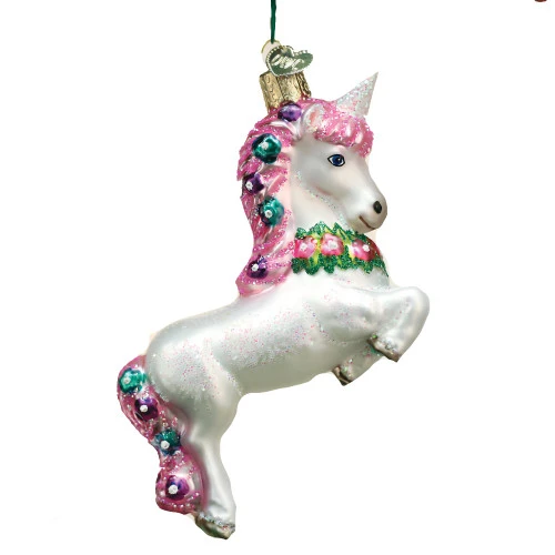 Prancing Unicorn Glass Ornament - 12cm