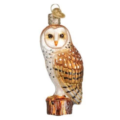 Fawn Barn Owl Glass Ornament - 10cm