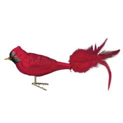Large Red Cardinal Glass Ornament - 22cm