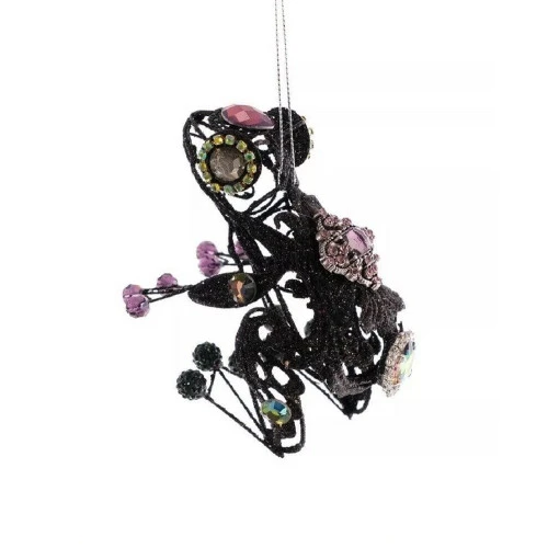Katherines Brunhilda's Wire Frog Ornament Black - 10cm