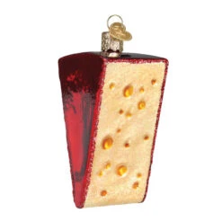 Glass Cheese Wedge Glass Hanging Ornament - 6cm