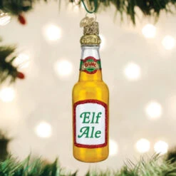 Elf Ale Beer Bottle Glass Ornament - 10cm