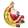Moonlight Santa Glass Ornament - 10cm