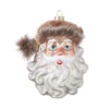Santa Head Ornament With Glitter - 12.5cm