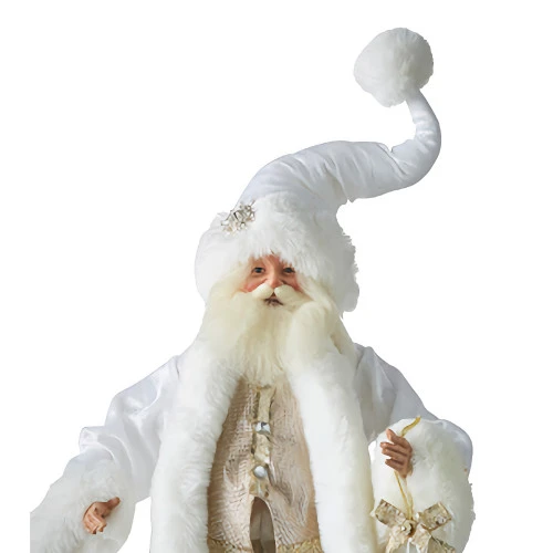 Elegant White Gold Glistening Santa - 57cm - Image 2