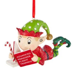 Studying Elf Hanging Ornament - 10cm