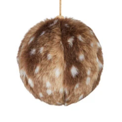 Fawn Fur Ball With White Dots Ornament - 12.5cm