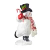 White Resin Snowman With Candy Cane - 36cm