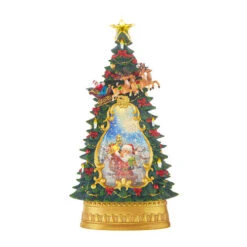 Santa In Chimney Light Up Water Tree - 35cm
