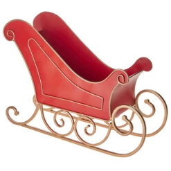 Red Gold Metal Sleigh - 62cm