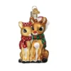 Rudolph And Clarice Glass Ornament - 8.5cm