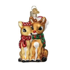 Rudolph And Clarice Glass Ornament - 8.5cm