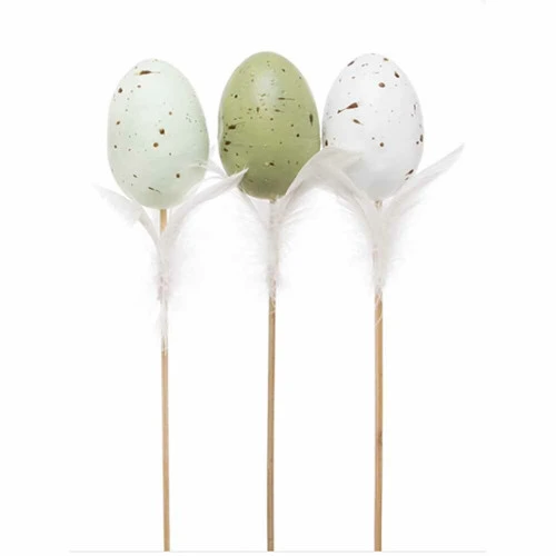 Easter Egg Pick With Feathers (Pack Of 3) - 28cm