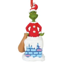 Dr Seuss The Grinch Into The Chimney Musical Hanging Ornament - 11.5cm