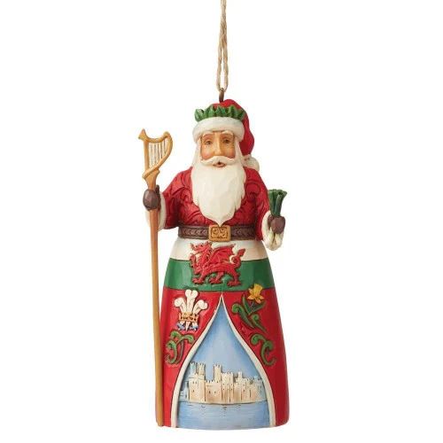 Jim Shore Welsh Santa Ornament - 11cm