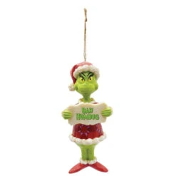 Dr Seuss Grinch Bah Humbug Hanging Ornament -13cm