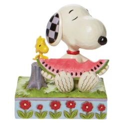 Jim Shore Peanuts Snoopy And Woodstock Eating Watermelon - 11.5cm