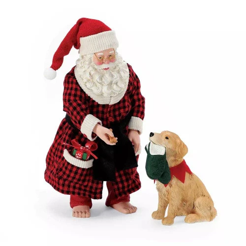 Possible Dreams Santa's Slippers And Puppy Dog (Set Of 2) - 25cm