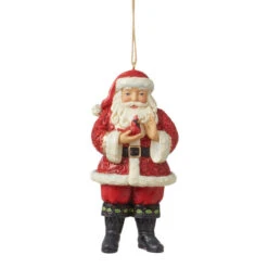 Jim Shore Santa With Cardinal Ornament - 12cm