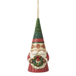 Jim Shore Gnome Holding Wreath Ornament - 12cm