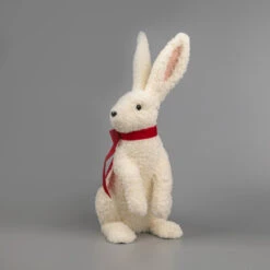 White Arctic Hare With Red Bow - 54cm