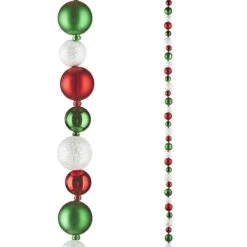 Red Green White Bauble Garland - 1.8m