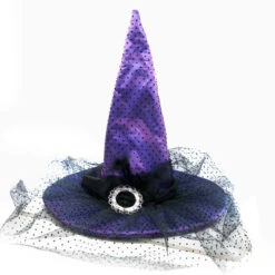 Witches Hat Purple Black Hat - 53cm