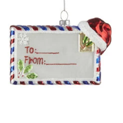 Present Gift Tag Glass Ornament - 12.5cm