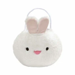 Easter Fluffy Bunny Basket With Handle - 16.5cm