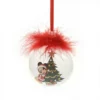 Mickey Mouse Feather Glass Bauble - 7.5cm