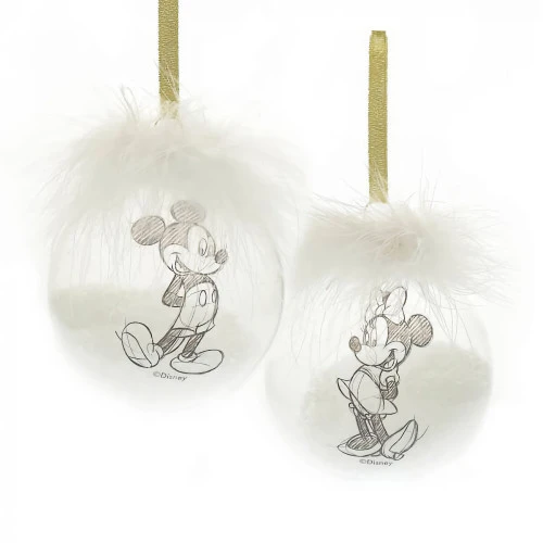 Mickey And Minnie Mouse Christmas Baubles (Set Of 2) - 8cm