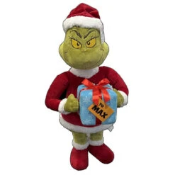 Dr Seuss Grinch To Max Holiday Greeter With Gift - 56cm