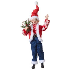 RAZ Wooly Jumper Christmas Elf - 40cm