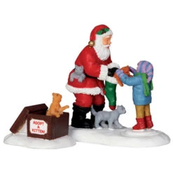 Lemax Santa & Kittens - Set Of 2