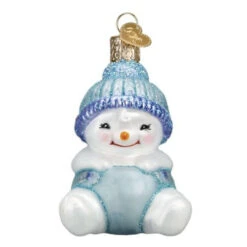 Snow Baby Boy Glass Ornament - 7.5cm