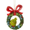 Dr Seuss The Grinch With Wreath Hanging Ornament - 8.5cm