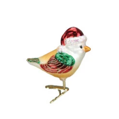 Santa Bird Glass Ornament - 6cm