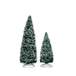 Lemax Snowy Juniper Medium And Small Trees - Set Of 2