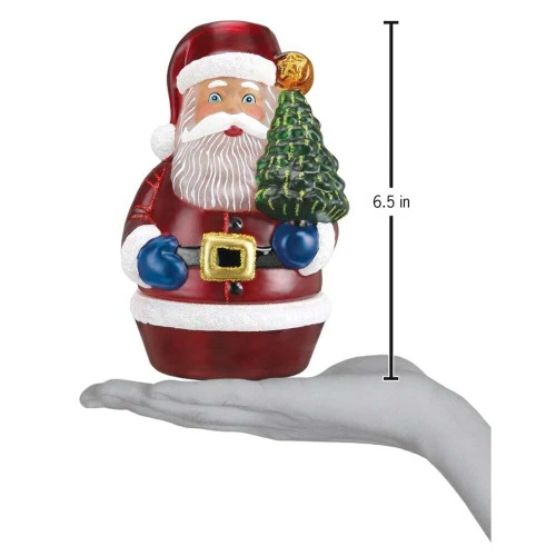 Santa With Tree Candle Light Glass Ornament - 16.5cm - Image 3