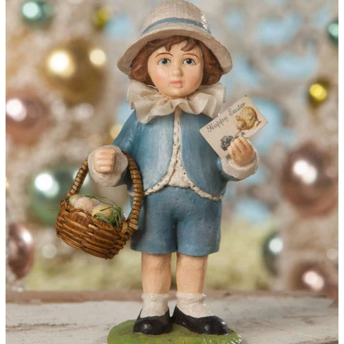 Vintage Easter Greeting Boy With Basket - 14cm - Image 2