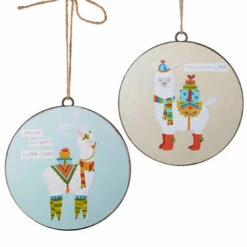 RAZ Llama Disk Hanging Ornament - 15cm