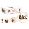 Honey Pot Bear Christmas Ceramic Dinner Set (Set Of 4) - 13cm