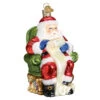 Santa Checking His List Glass Ornament - 13.5cm