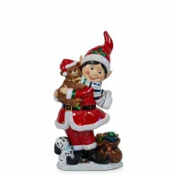 Outdoor Christmas Elf With Teddy Bear - 93cm
