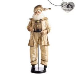 Goodwill Musical Cream Santa Doll With Stand