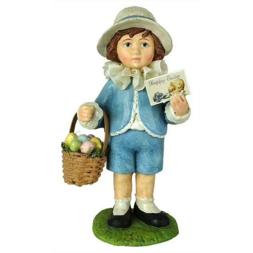 Vintage Easter Greeting Boy With Basket - 14cm