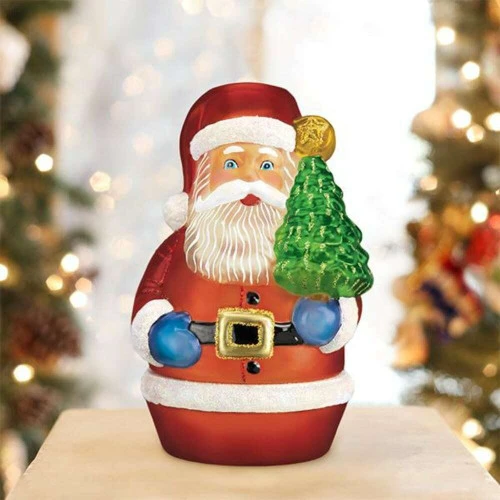 Santa With Tree Candle Light Glass Ornament - 16.5cm - Image 4