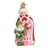 Mrs Claus With Elf Glass Ornament - 13cm