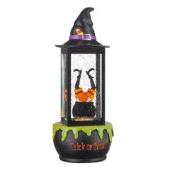 Witch Stuck In Cauldron Halloween Lantern - 33cm