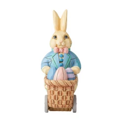 Jim Shore Easter Bunny Pushing Cart - 12.5cm